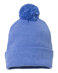 Sportsman SP15 12" Pom-Pom Cuffed Beanie - Heather Royal - back