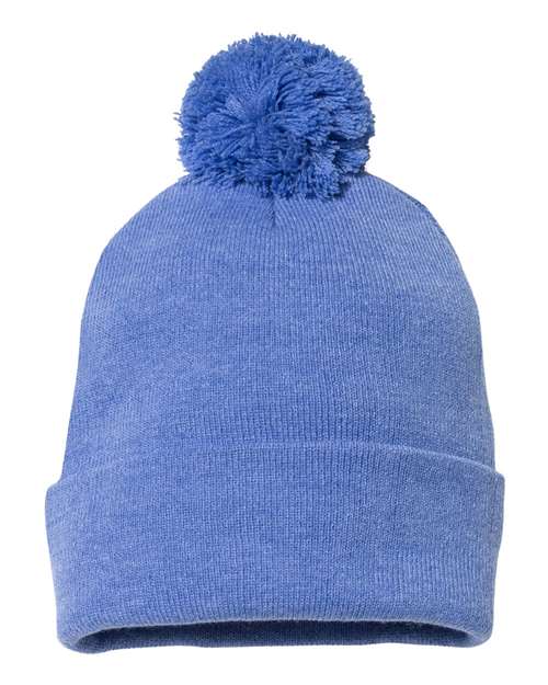 Sportsman SP15 12" Pom-Pom Cuffed Beanie - Heather Royal - back