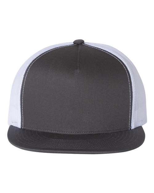 Yupoong 6006 Classic Five-Panel Trucker Cap - Charcoal/ White - front