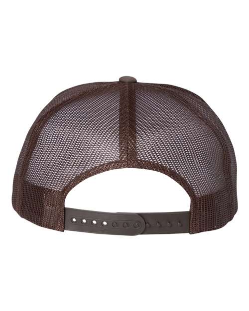 Yupoong 6006 Classic Five-Panel Trucker Cap - Brown/ White/ Brown - back