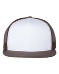 Yupoong 6006 Classic Five-Panel Trucker Cap - Brown/ White/ Brown - front