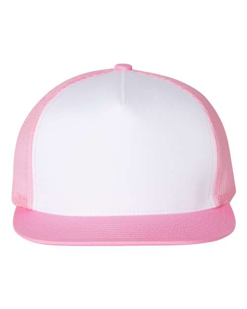 Yupoong 6006 Classic Five-Panel Trucker Cap - Pink/ White/ Pink - front