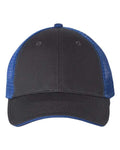 Valucap S102 Sandwich Trucker Cap - Charcoal/ Royal - front