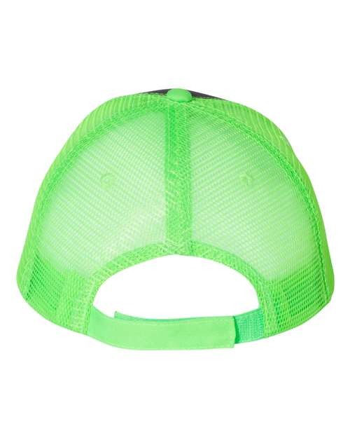 Valucap S102 Sandwich Trucker Cap - Charcoal/ Neon Green - back