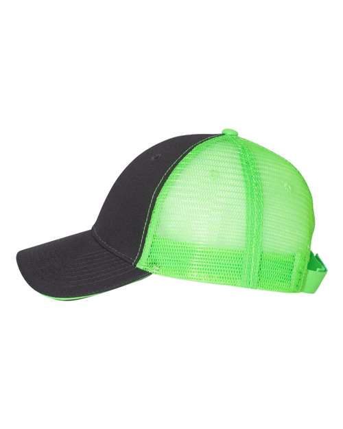 Valucap S102 Sandwich Trucker Cap - Charcoal/ Neon Green - side