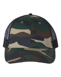 Valucap S102 Sandwich Trucker Cap - Green Camo/ Black - front