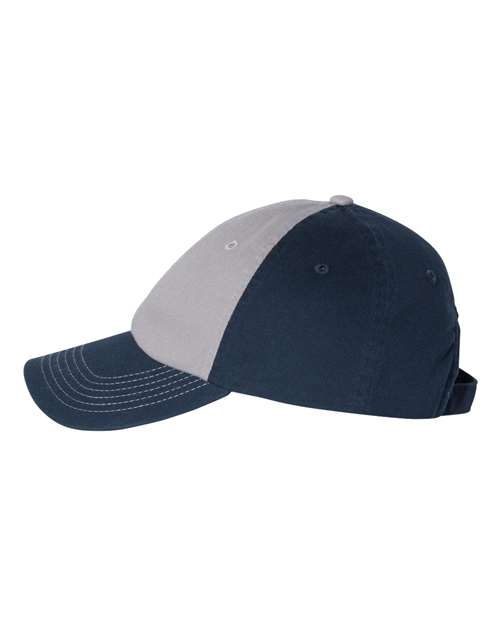 Valucap VC300A Bio-Washed Classic Dad Hat - Grey/ Navy - side