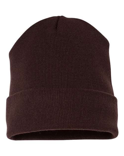 Yupoong 1501KC Cuffed Beanie - Brown - back
