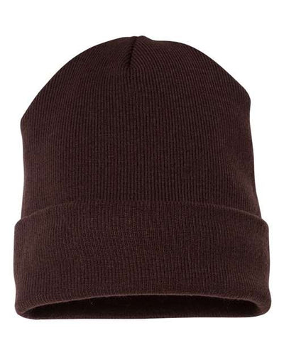 Yupoong 1501KC Cuffed Beanie - Brown - front