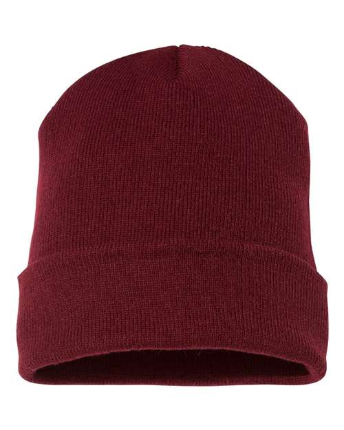 Yupoong 1501KC Cuffed Beanie - Maroon - front