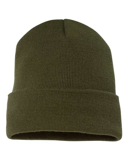 Yupoong 1501KC Cuffed Beanie - Olive - front