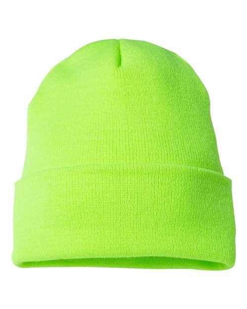 Yupoong 1501KC Cuffed Beanie - Safety Green - back
