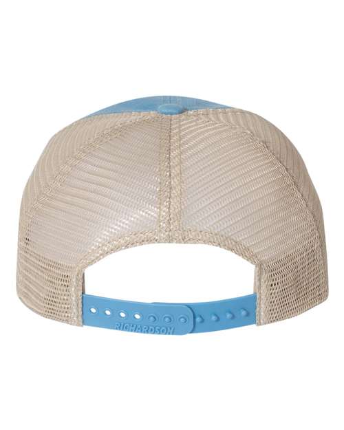 Richardson 111 Garment-Washed Trucker Cap - Columbia Blue/ Khaki - back