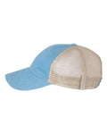 Richardson 111 Garment-Washed Trucker Cap - Columbia Blue/ Khaki - side