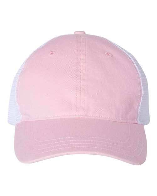 Richardson 111 Garment-Washed Trucker Cap - Pink/ White - front