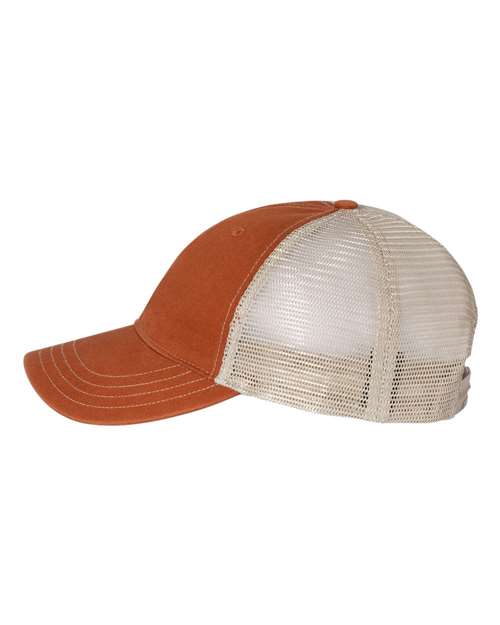 Richardson 111 Garment-Washed Trucker Cap - Texas Orange/ Khaki - side