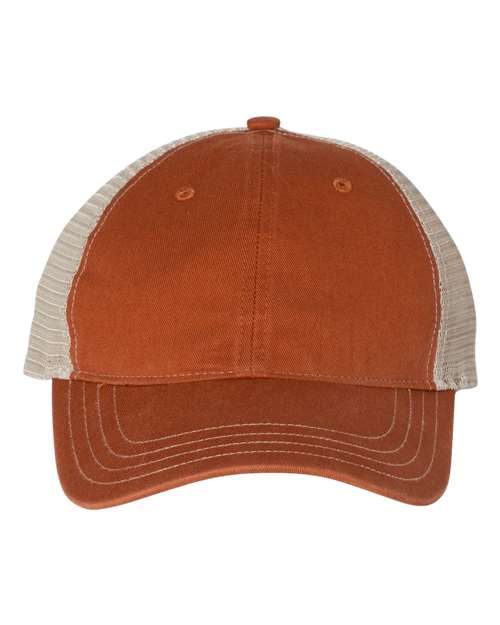 Richardson 111 Garment-Washed Trucker Cap - Texas Orange/ Khaki - front