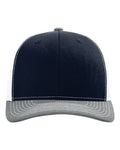 Richardson 112 Snapback Trucker Cap - Navy/ White/ Heather Grey - front