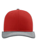 Richardson 112 Snapback Trucker Cap - Red/ White/ Heather Grey - front