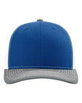 Richardson 112 Snapback Trucker Cap - Royal/ White/ Heather Grey - front