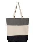 Q-Tees Q125900 11L Tri-Color Tote - Black/ Natural/ Light Grey - back