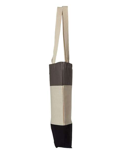 Q-Tees Q125900 11L Tri-Color Tote - Black/ Natural/ Light Grey - side