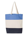 Q-Tees Q125900 11L Tri-Color Tote - Navy/ Natural/ Carolina Blue - back
