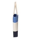 Q-Tees Q125900 11L Tri-Color Tote - Navy/ Natural/ Carolina Blue - side