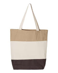 Q-Tees Q125900 11L Tri-Color Tote - Chocolate/ Natural/ Khaki - back