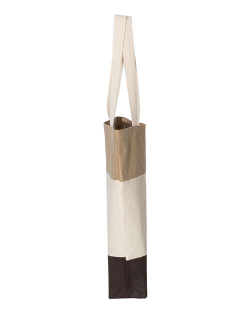 Q-Tees Q125900 11L Tri-Color Tote - Chocolate/ Natural/ Khaki - side