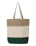 Q-Tees Q125900 11L Tri-Color Tote - Forest/ Natural/ Khaki - back