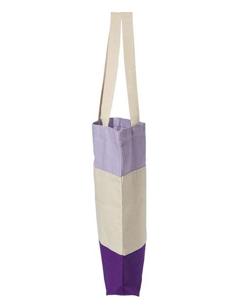 Q-Tees Q125900 11L Tri-Color Tote - Purple/ Natural/ Lavender - side