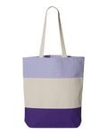 Q-Tees Q125900 11L Tri-Color Tote - Purple/ Natural/ Lavender - front