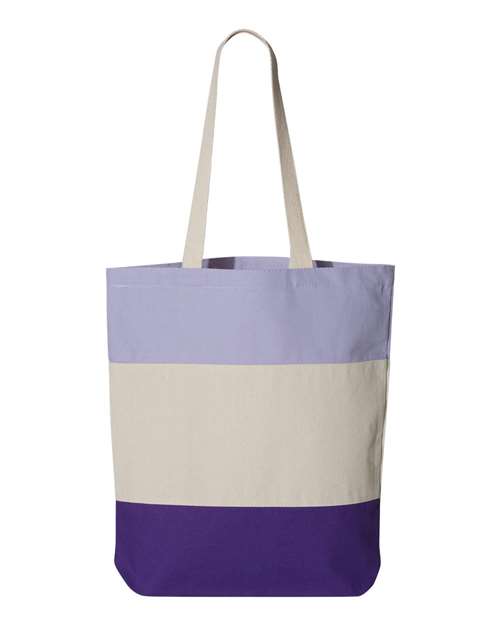 Q-Tees Q125900 11L Tri-Color Tote - Purple/ Natural/ Lavender - front