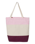 Q-Tees Q125900 11L Tri-Color Tote - Maroon/ Natural/ Light Pink - front