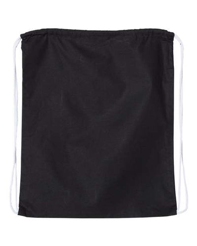 Q-Tees Q4500L Large Economical Cotton Drawstring Bag - Black - front