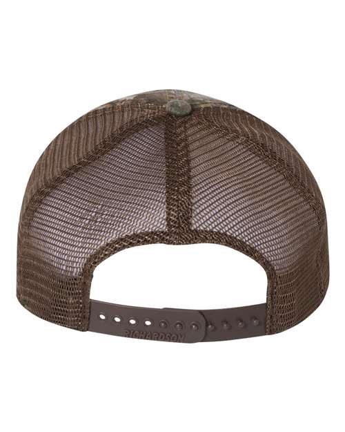 Richardson 111P Garment Washed Printed Trucker Cap - Realtree Edge/ Brown - back