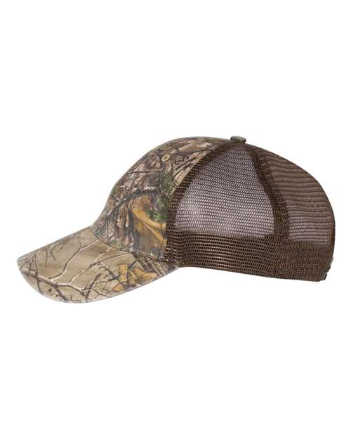 Richardson 111P Garment Washed Printed Trucker Cap - Realtree Edge/ Brown - side