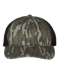 Richardson 111P Garment Washed Printed Trucker Cap - Mossy Oak Bottomland/ Black - front