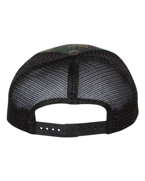 Richardson 111P Garment Washed Printed Trucker Cap - Green Camo/ Black - back