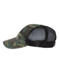Richardson 111P Garment Washed Printed Trucker Cap - Green Camo/ Black - side