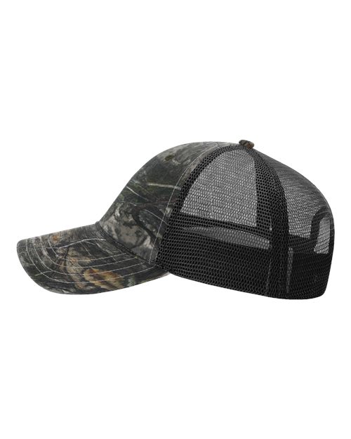 Richardson 111P Garment Washed Printed Trucker Cap - Mossy Oak Country DNA/ Black - side