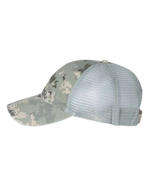 Richardson 111P Garment Washed Printed Trucker Cap - Military Digital Camo/ Light Green - side