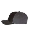 Richardson 312 Twill Back Trucker Cap - Black/ Charcoal - side