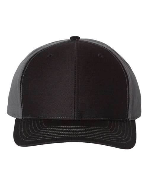 Richardson 312 Twill Back Trucker Cap - Black/ Charcoal - front