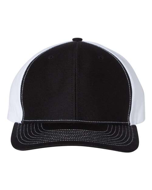 Richardson 312 Twill Back Trucker Cap - Black/ White - front