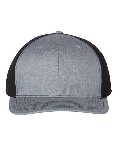 Richardson 312 Twill Back Trucker Cap - Heather Grey/ Black - front