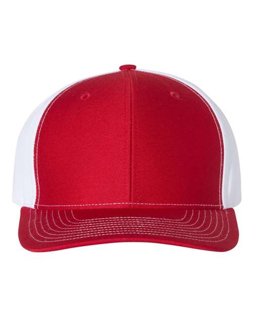 Richardson 312 Twill Back Trucker Cap - Red/ White - front