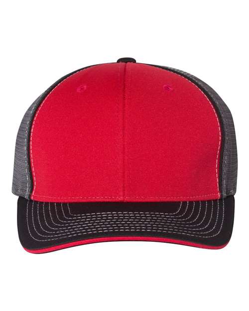 Richardson 172 Pulse Sportmesh R-Flex Cap - Red/ Charcoal/ Black Tri - front