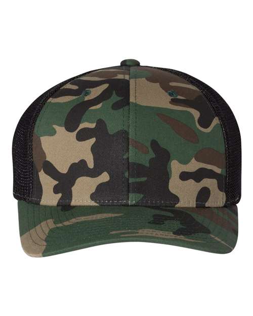 Richardson 110 R-Flex Trucker Cap - Army Camo/ Black - front